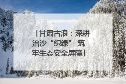 甘肃古浪：深耕治沙“织绿” 筑牢生态安全屏障