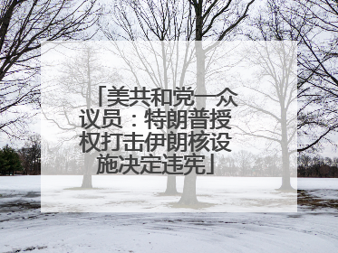 美共和党一众议员：特朗普授权打击伊朗核设施决定违宪