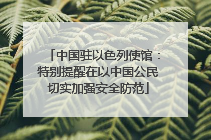 中国驻以色列使馆：特别提醒在以中国公民切实加强安全防范