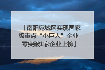 南阳宛城区实现国家级重点“小巨人”企业零突破1家企业上榜