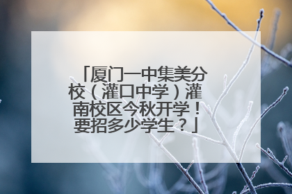厦门一中集美分校（灌口中学）灌南校区今秋开学！要招多少学生？