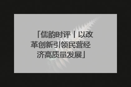 儒韵时评丨以改革创新引领民营经济高质量发展