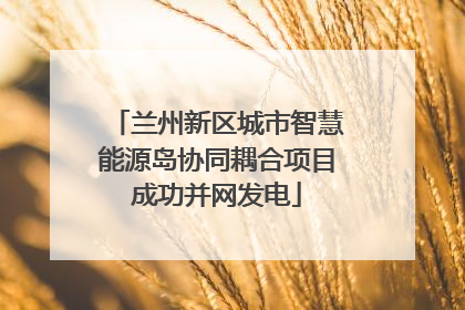 兰州新区城市智慧能源岛协同耦合项目成功并网发电