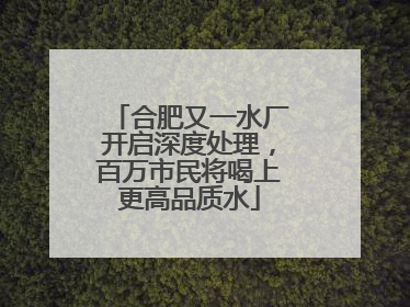 合肥又一水厂开启深度处理，百万市民将喝上更高品质水