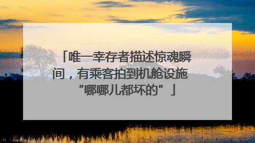 唯一幸存者描述惊魂瞬间，有乘客拍到机舱设施“哪哪儿都坏的”