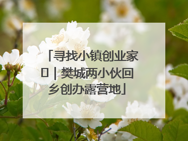 寻找小镇创业家㊳｜樊城两小伙回乡创办露营地