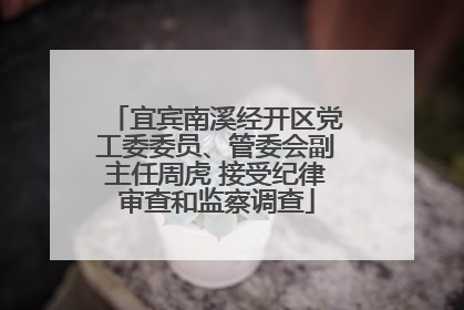 宜宾南溪经开区党工委委员、管委会副主任周虎 接受纪律审查和监察调查
