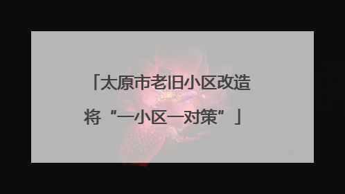 太原市老旧小区改造将“一小区一对策”