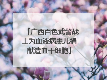 广西百色武警战士为血液病患儿捐献造血干细胞