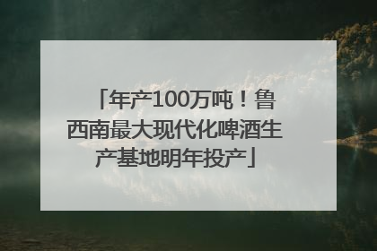 年产100万吨！鲁西南最大现代化啤酒生产基地明年投产