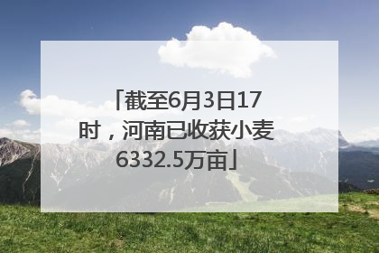 截至6月3日17时，河南已收获小麦6332.5万亩