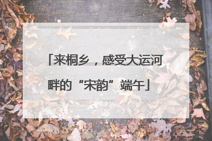 来桐乡，感受大运河畔的“宋韵”端午
