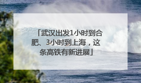 武汉出发1小时到合肥、3小时到上海，这条高铁有新进展