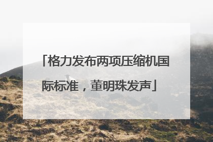 格力发布两项压缩机国际标准，董明珠发声