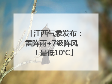 江西气象发布：雷阵雨+7级阵风！最低10℃