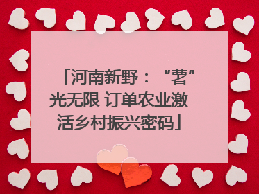 河南新野：“薯”光无限 订单农业激活乡村振兴密码