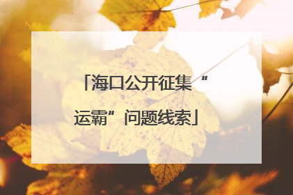 海口公开征集“运霸”问题线索