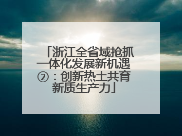 浙江全省域抢抓一体化发展新机遇②：创新热土共育新质生产力
