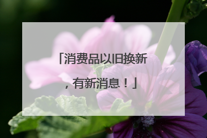 消费品以旧换新，有新消息！