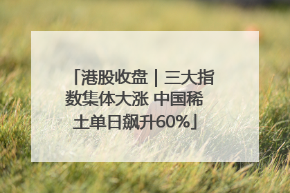 港股收盘｜三大指数集体大涨 中国稀土单日飙升60%