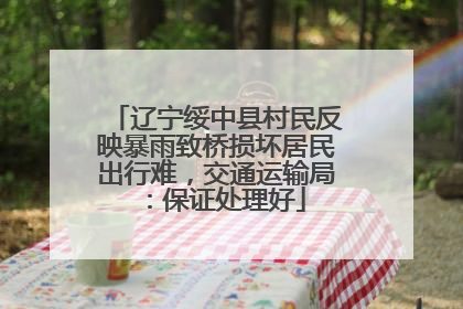 辽宁绥中县村民反映暴雨致桥损坏居民出行难，交通运输局：保证处理好