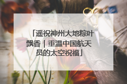 遥祝神州大地粽叶飘香｜重温中国航天员的太空祝福
