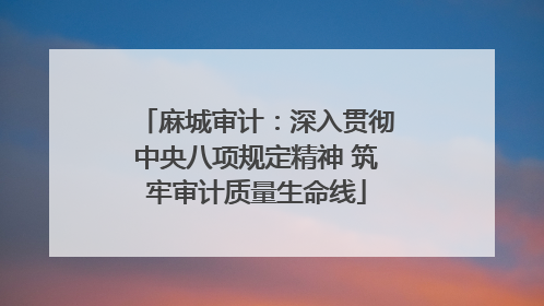 麻城审计：深入贯彻中央八项规定精神 筑牢审计质量生命线