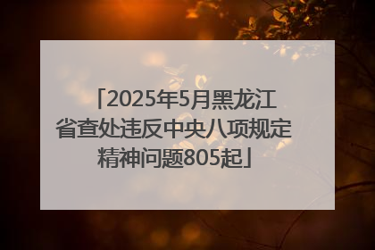 2025年5月黑龙江省查处违反中央八项规定精神问题805起